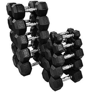 5-50lb Rubber Hex Dumbell Set